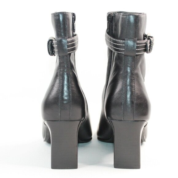 MARKON Womens Sz 9.5M Black Leather High Block Heel Fashion Ankle Boots Booties - Picture 4 of 12